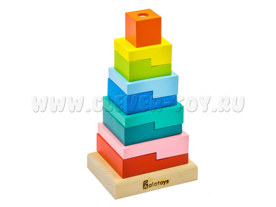Пирамидка деревянная "Ступеньки" (10 деталей)