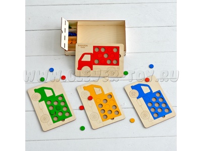 Мозаика "Грузовики" (+деревянная коробка-сортер)