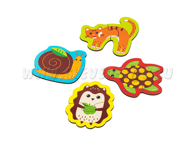 Набор пазлов "Животные" (4 фигуры, 8 деталей)