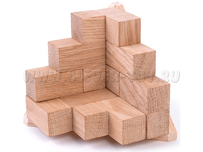 Головоломка "Осенний кубик" на подставке (дерево)