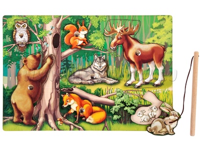Пазл "Чей малыш? Лесные звери" (магнитная рыбалка)