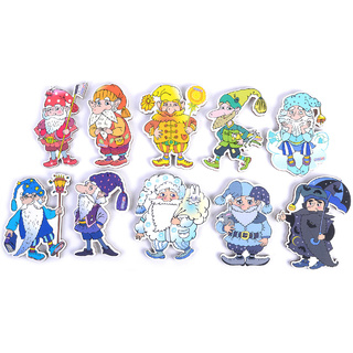 Комплект персонажей малых Разноцветные Гномы (10 шт, цвета радуги + бел., сер., черн.)