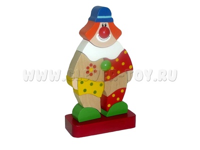 Пирамидка деревянная "Клоун Клёпа" (10 деталей) (остатки)