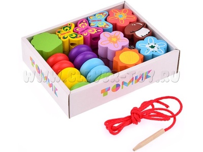 Шнуровка деревянная "Бусы. Полянка" (29 деталей)