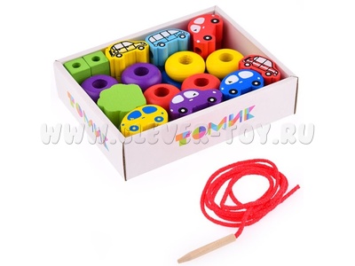 Шнуровка деревянная "Бусы. Транспорт" (31 деталь)