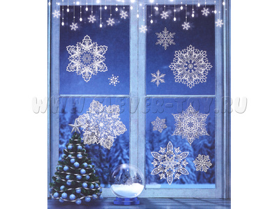 Снежинки волшебные. Новогодние наклейки (в пакете) А4 (НМТ1-15328)