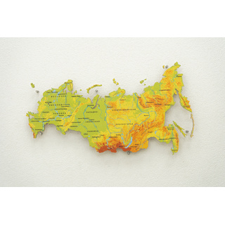 Физическая карта России из дерева на стену "Родина моя" 900×511×30мм