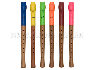 Блокфлейта, дерево, с цветным пластиковым наконечником, в чехле