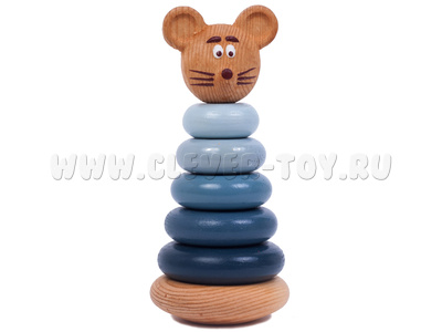 Пирамидка деревянная цветная "Мышонок"