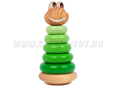 Пирамидка деревянная цветная "Лягушонок"