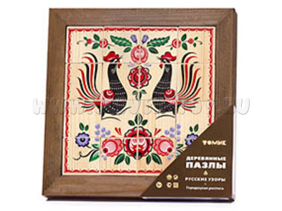 Пазл деревянный "Городецкая роспись" (16 деталей)
