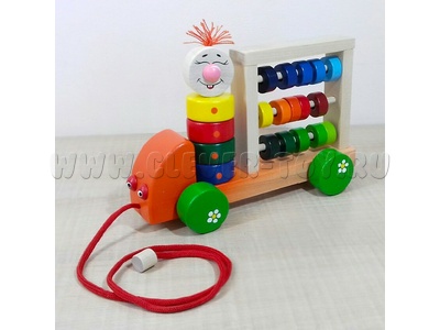 Каталка "Автомобиль Палитра" (+пирамидка, +счеты, дерево)