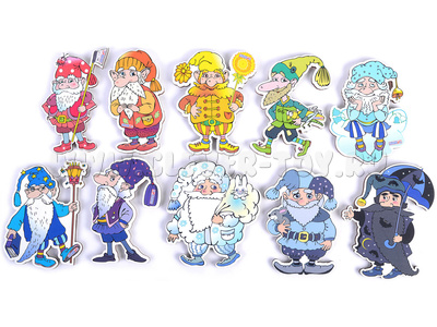 Комплект персонажей малых Разноцветные Гномы (10 шт, цвета радуги + бел., сер., черн.)