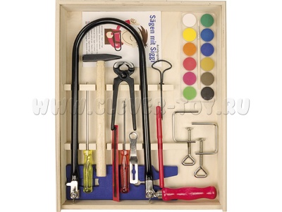 Набор инструментов Pebaro в ящике (для работы по дереву с лобзиком и струбцинами)