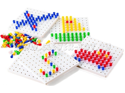 Мозаика Peg Board (5 цветов, 5 досок 15,7см, 1000 деталей)