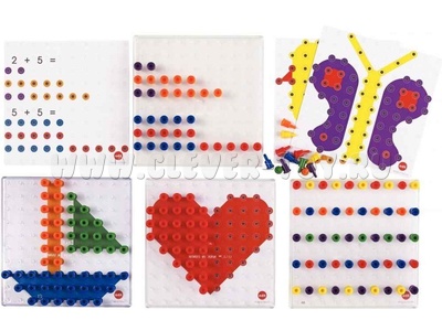 Мозаика Peg Board прозрачный (6 цветов, 4 доски, 600 деталей, 15 карт)