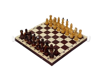 Шахматы обиходные лакированные деревянные с темной доской