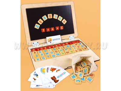 Деревянно-магнитный ноутбук "Алфавит. Для девочек"