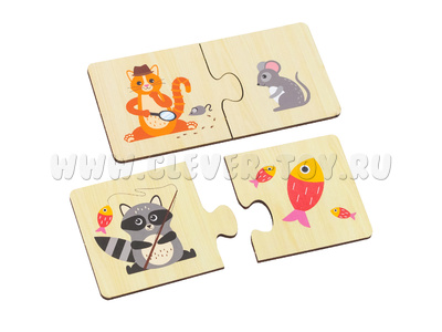 Набор пазлов "Кто что ест?" (10 карточек, 20 деталей)