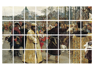 Набор магнитных карточек "Приезд царей Иоанна и Петра Алексеевичей" (Илья Репин) (для работы на клас