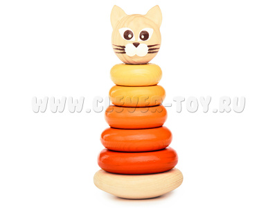 Пирамидка деревянная цветная "Котенок"