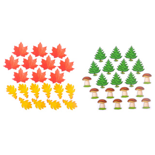 Набор магнитных карточек для устного счёта: листья, ёлочки и грибы*