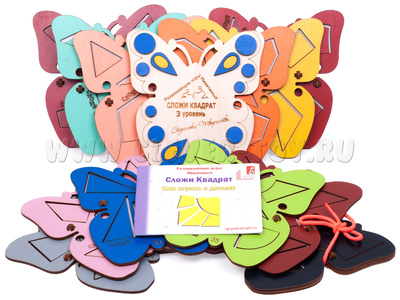 Сложи квадрат 3 уровень Никитина - Бабочка (дерево, производство Никитиных)