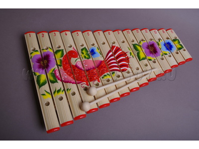 Ксилофон диатонический Ля мажор (15 пластин, худ. роспись)