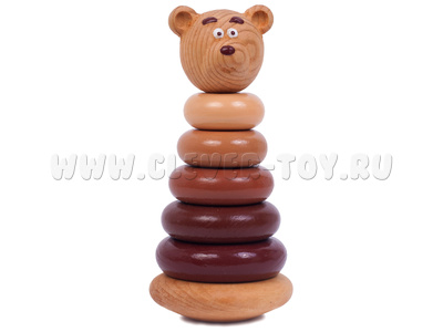 Пирамидка деревянная цветная "Медвежонок"