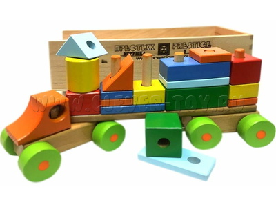 Машинка-конструктор (17 деталей, деревянная коробка)