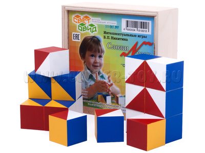 Кубики Сложи узор (дерево в деревянной коробке)