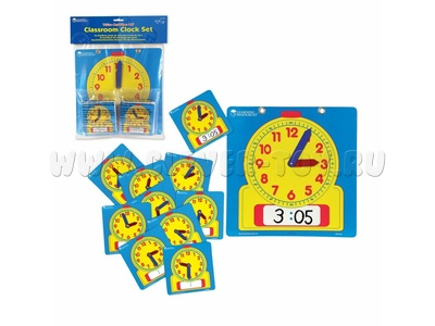 Игровой набор "Учимся определять время. Циферблаты Пиши и стирай. Большой набор" (25 элементов)