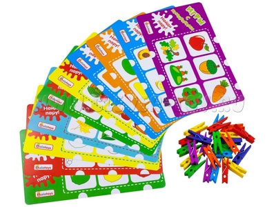 Прищепки "Фрукты-овощи" (24шт, 10 карточек, АТ)