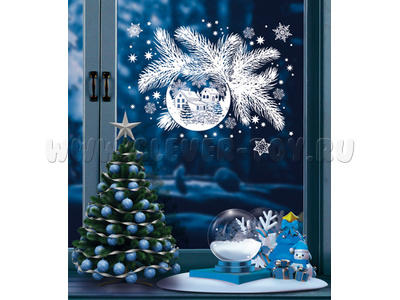 Новогодний шар на еловой ветке. Новогодние наклейки А4 (НМТ1-15335)