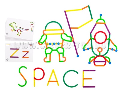 Палочки счетные Геостикс (200 дет). Конструктор букв с карточками (25 шт.)