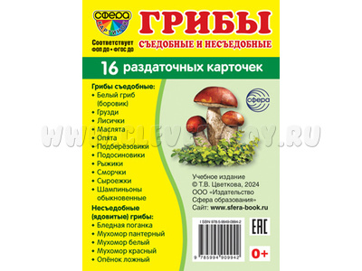 Раздаточные карточки СУПЕР Грибы (16 шт.)