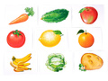 Запоминай слова легко. Овощи, фрукты, ягоды. 25 карточек с транскрипцией на обороте. Английский язык