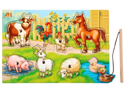 Пазл "Чей малыш? Домашние животные" (магнитная рыбалка)