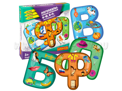 Настольная игра "Логопазлы. Парные согласные В-Ф, Б-П" 2в1