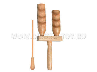 Гуиро двойной рельефный, скребок в комплекте