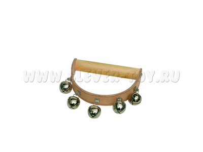 Бубенцы на коже с деревянной рукояткой (5 бубенцов)