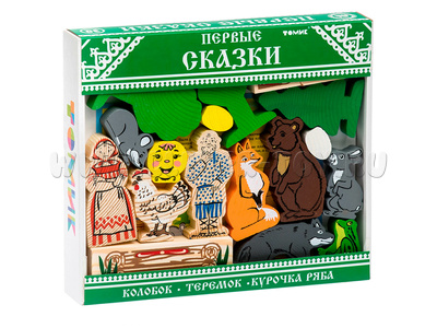 Конструктор деревянный "Первые сказки" (Колобок, Курочка Ряба, Теремок)