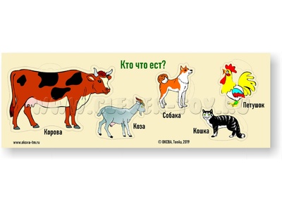 Рамка-вкладыш "Кто что ест? Домашние животные" (доска Сегена)
