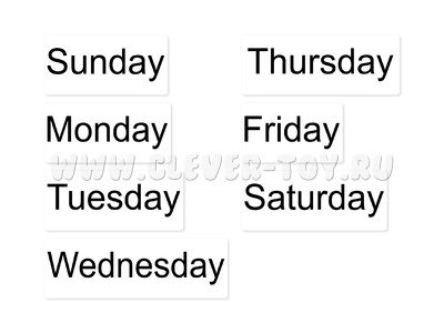 Набор магнитных карточек на английском языке "Дни недели"