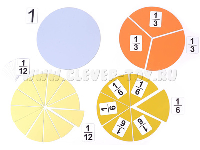 Набор магнитных карточек "Доли и дроби - 3"