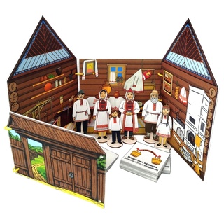 Папка - декорация из фетра "Марийская изба" + 30 карточек