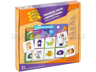 Настольная игра на липучках "Лото теневое "Животные" (Играй Думай Твори)