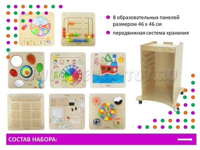 Передвижной комплект образовательных панелей "Сенсорное развитие"