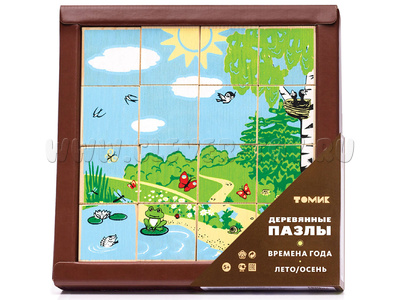 Пазл деревянный "Времена года - Лето, осень" (16 деталей)