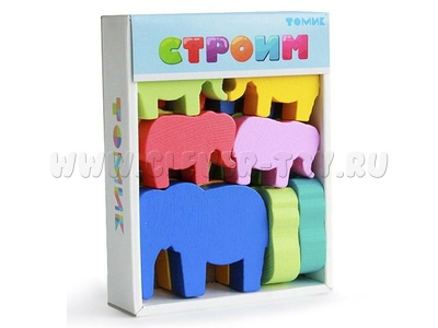 Логический набор "Учимся играя. Строим" (деревянные слоники, 12 дет.)